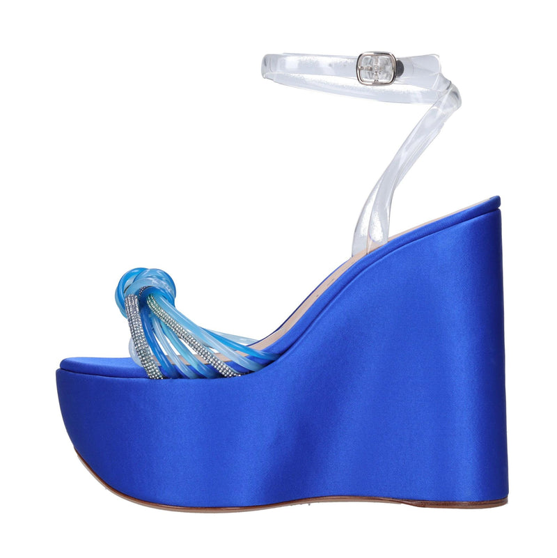 Sandali Zeppa in raso plexi e strass 