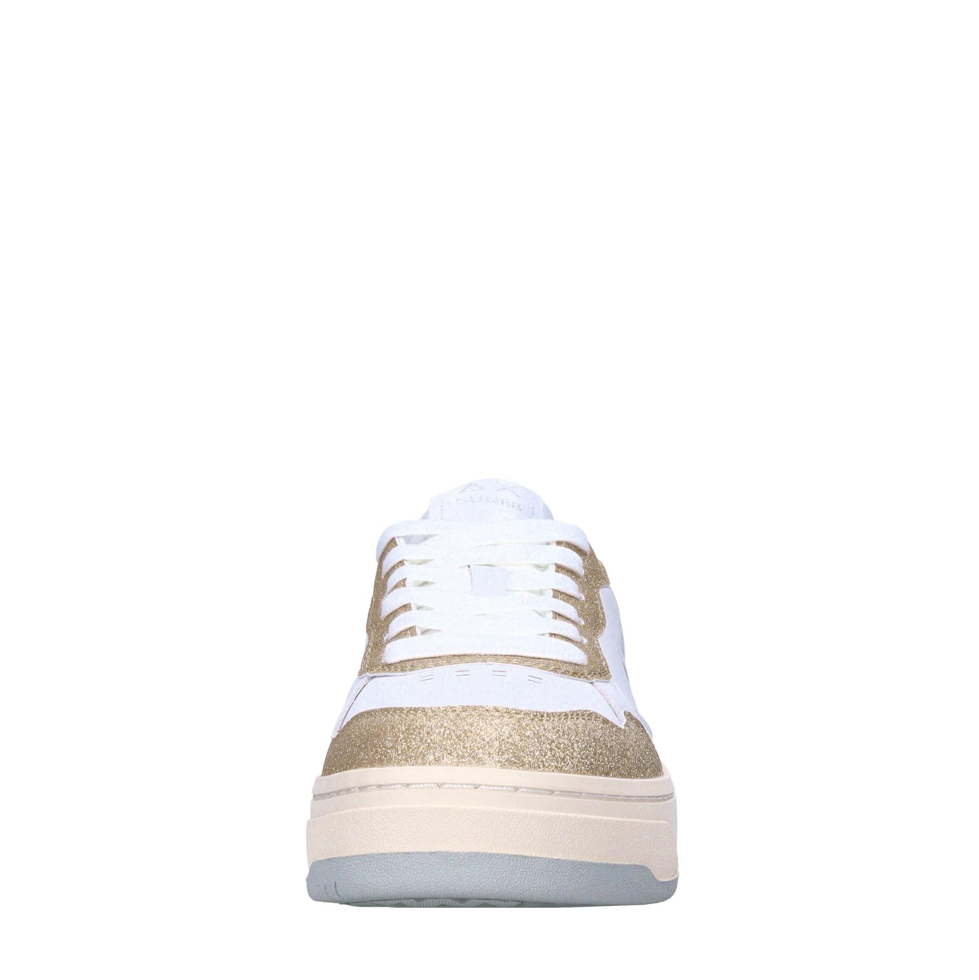 Sneakers in glitter e pelle 