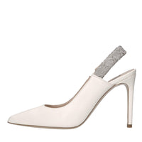 Décolleté slingback in pelle e microstrass 