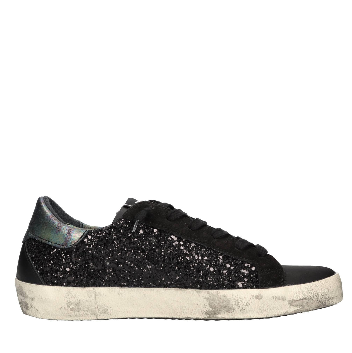 Sneakers in pelle e glitter 