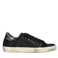 Sneakers in pelle e glitter 