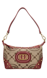 Borsa in pelle e tessuto 