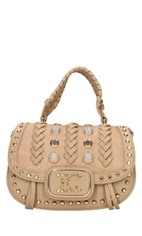 Borsa in ecopelle con borchie e strass 