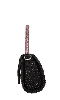 Borsa mini Cookie in raso e strass 