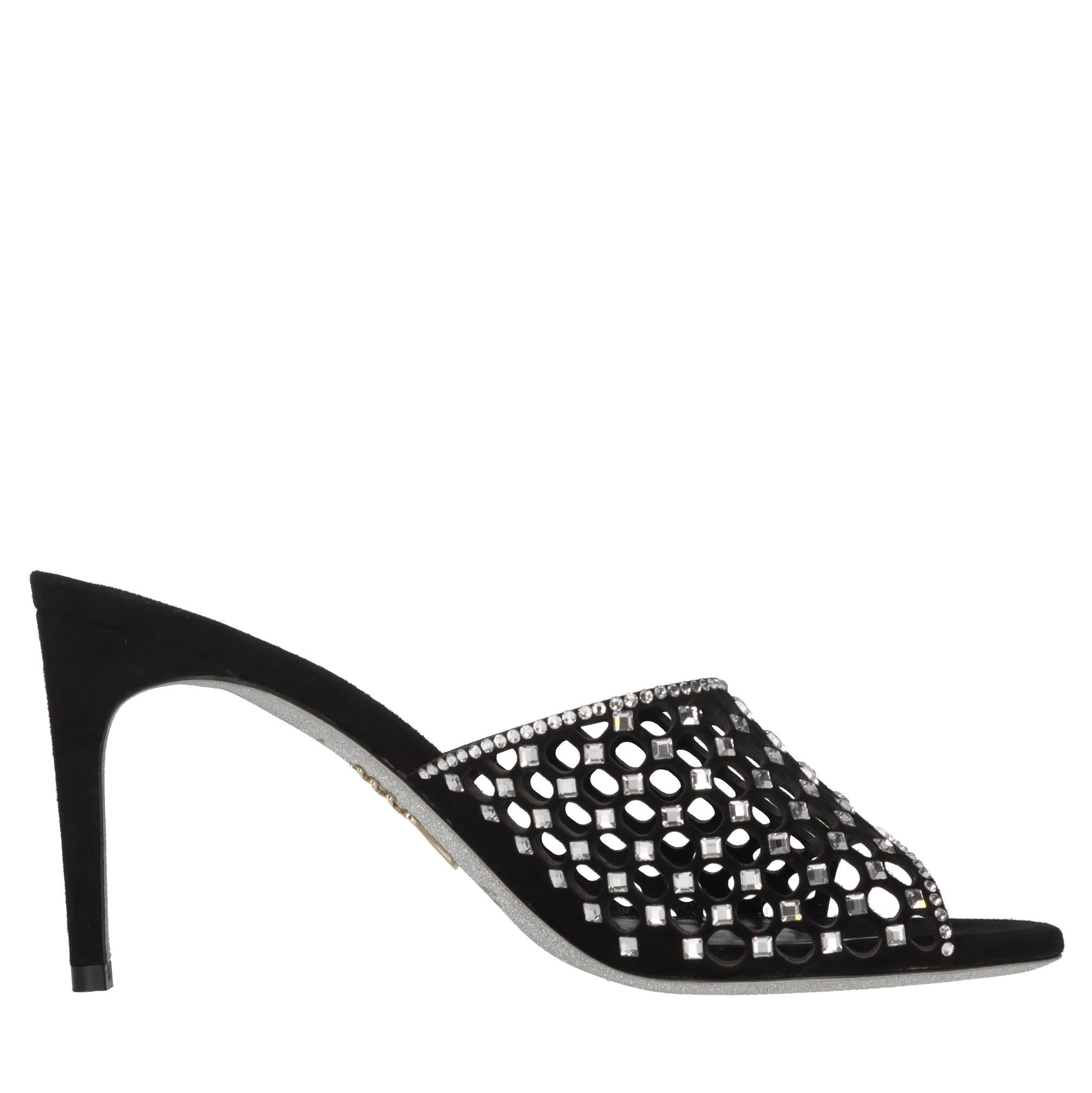 Mules Ginger in camoscio e strass 