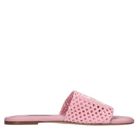 Sandali flat in tessuto crochet 