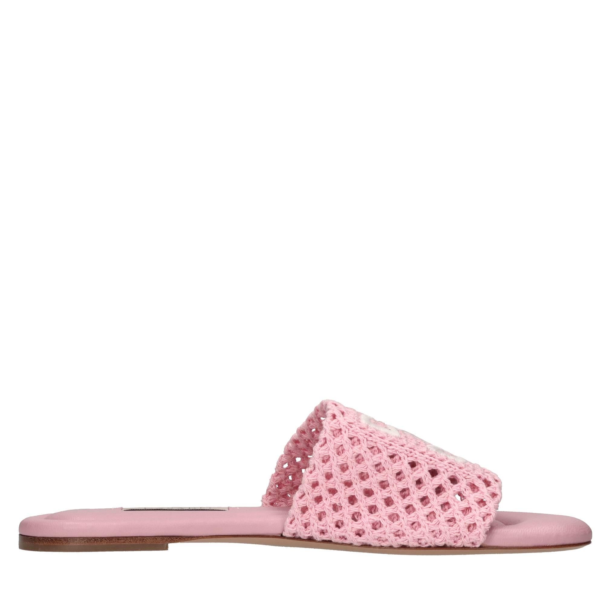 Sandali flat in tessuto crochet 