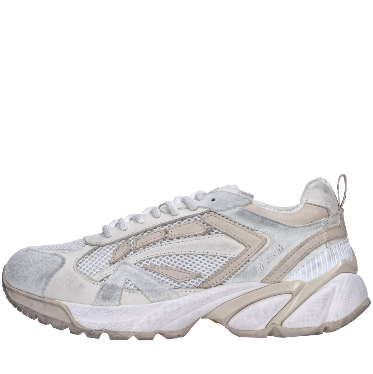 Sneakers in pelle e tessuto 