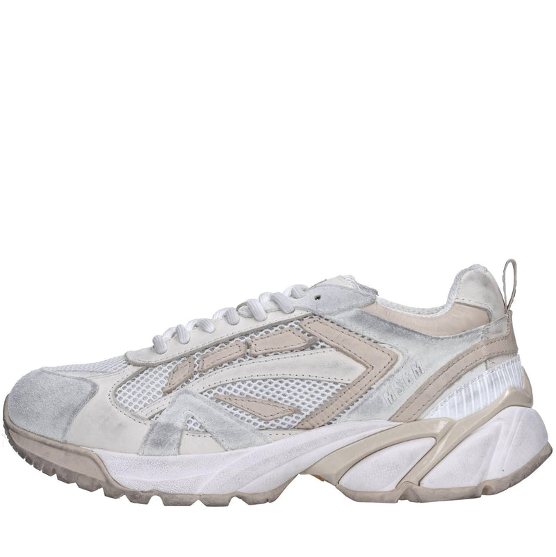 Sneakers in pelle e tessuto 
