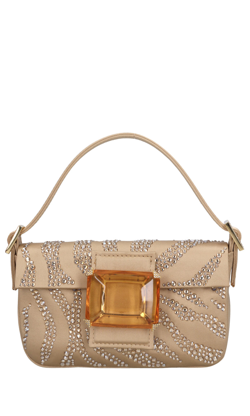 Borsa mini Habib in raso e strass 