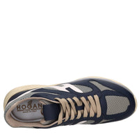 Sneakers in pelle e tessuto 