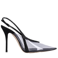 Décolleté Slingback in pelle strass e plexi 