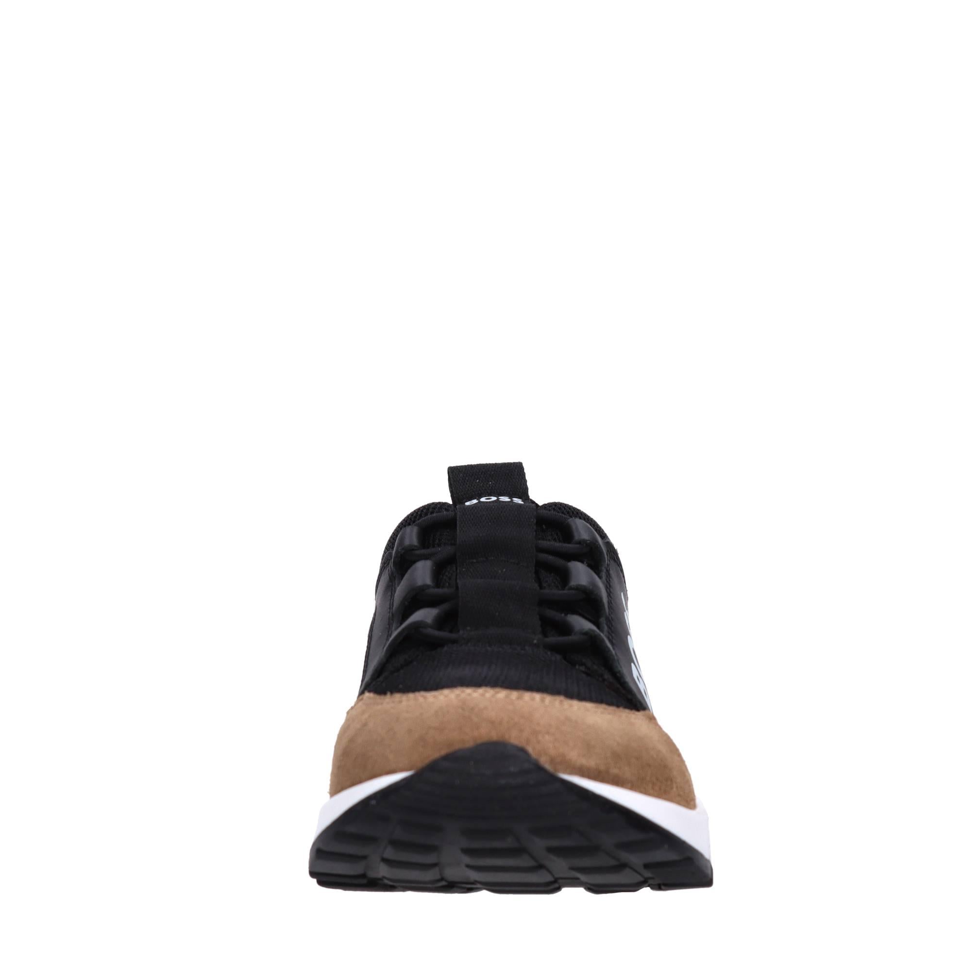 Sneakers in pelle e tessuto 