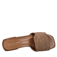 Mules in rafia e tessuto 
