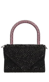 Borsa mini Cookie in raso e strass 