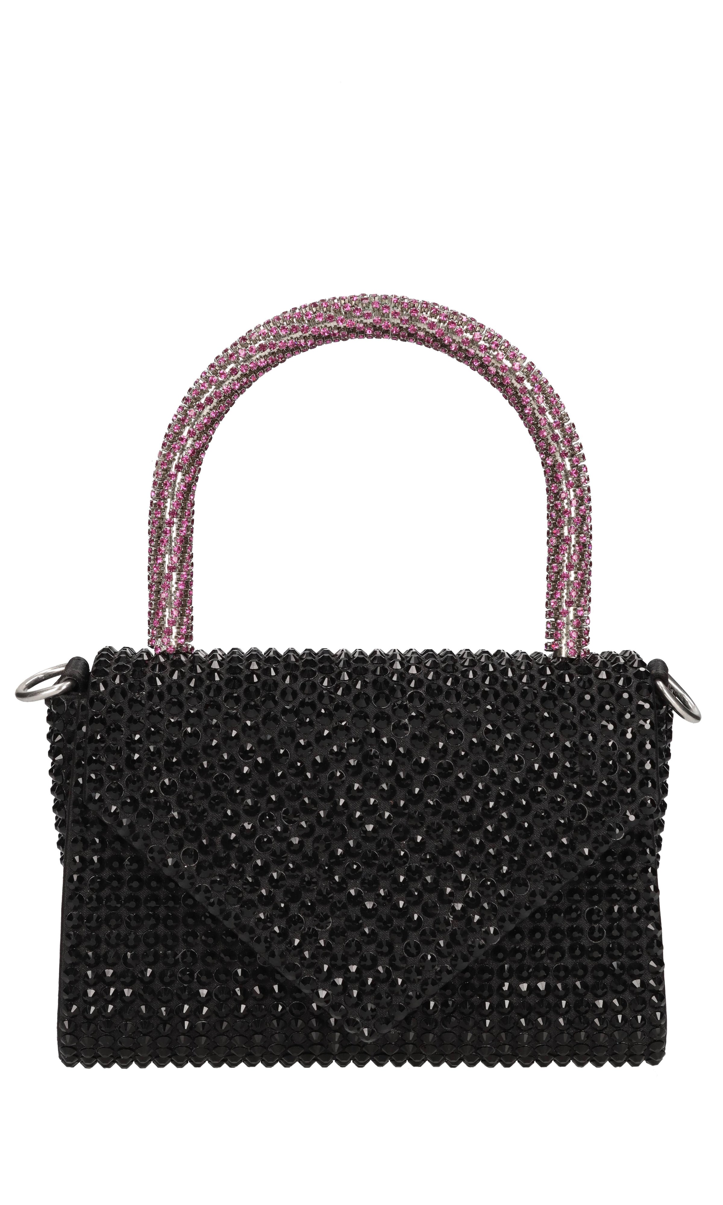 Borsa mini Cookie in raso e strass 