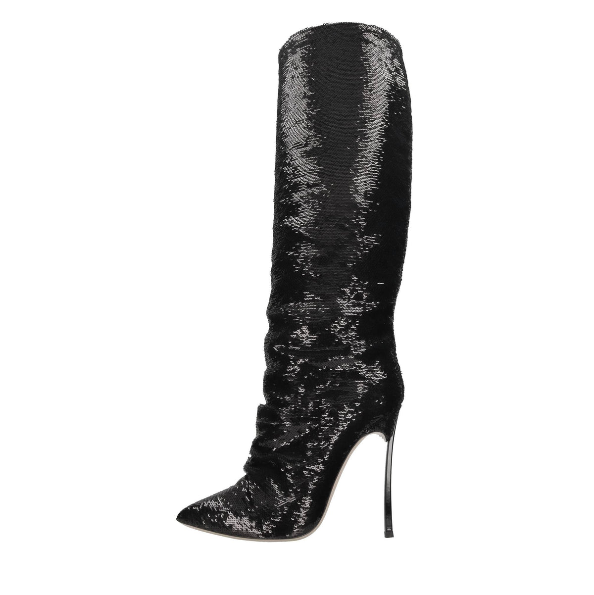 Stivali blade in paillettes e pelle 