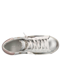 Sneakers in pelle,tessuto e glitter 