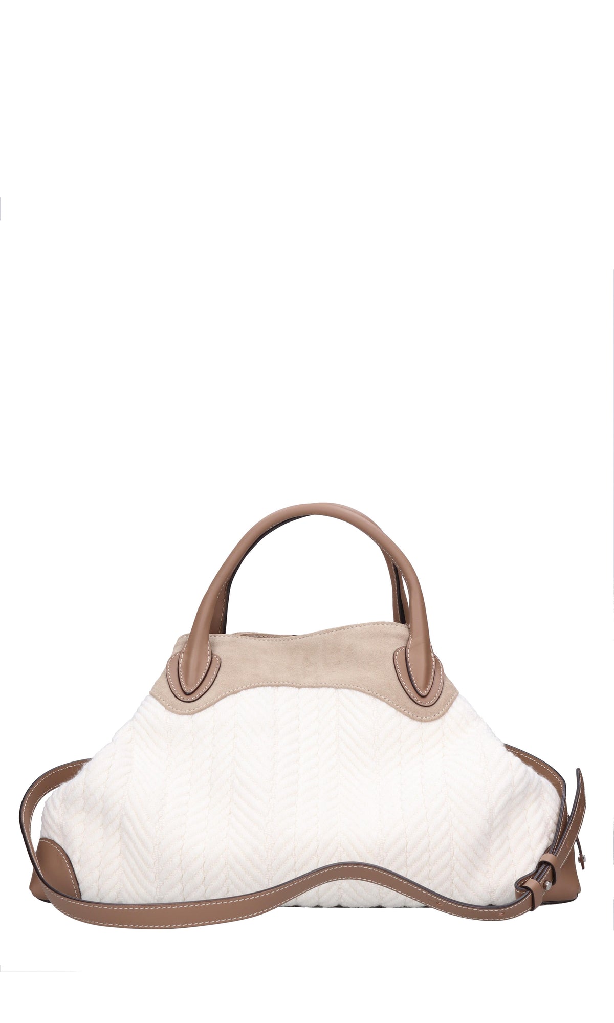 Borsa in tessuto e inserti in pelle 