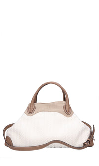 Borsa in tessuto e inserti in pelle 