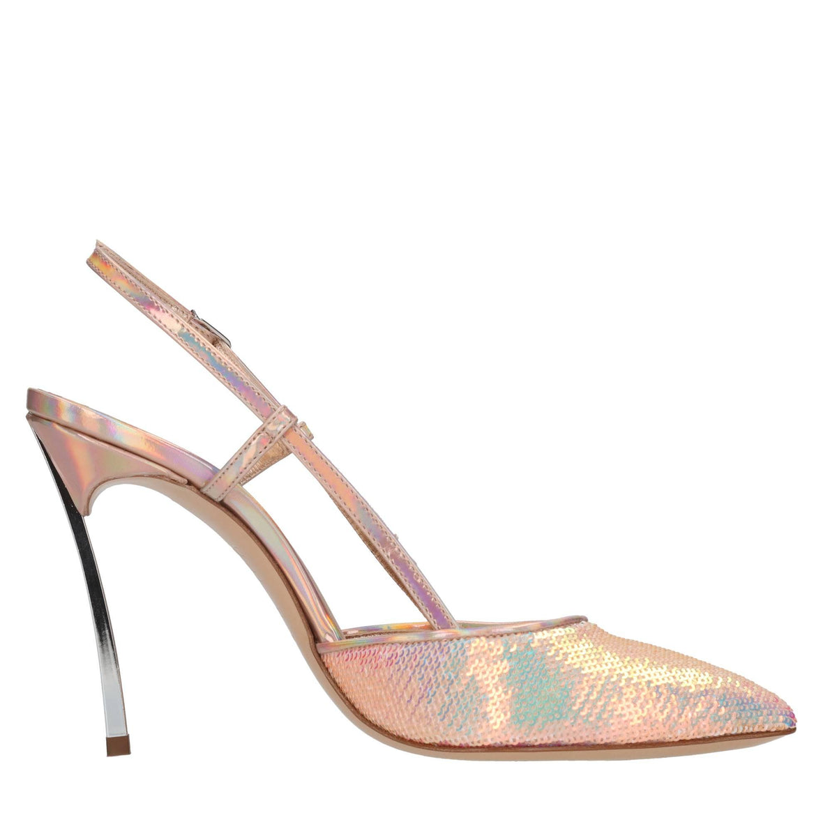 Décolleté slingback Blade Mermaid in pelle e paillettes 