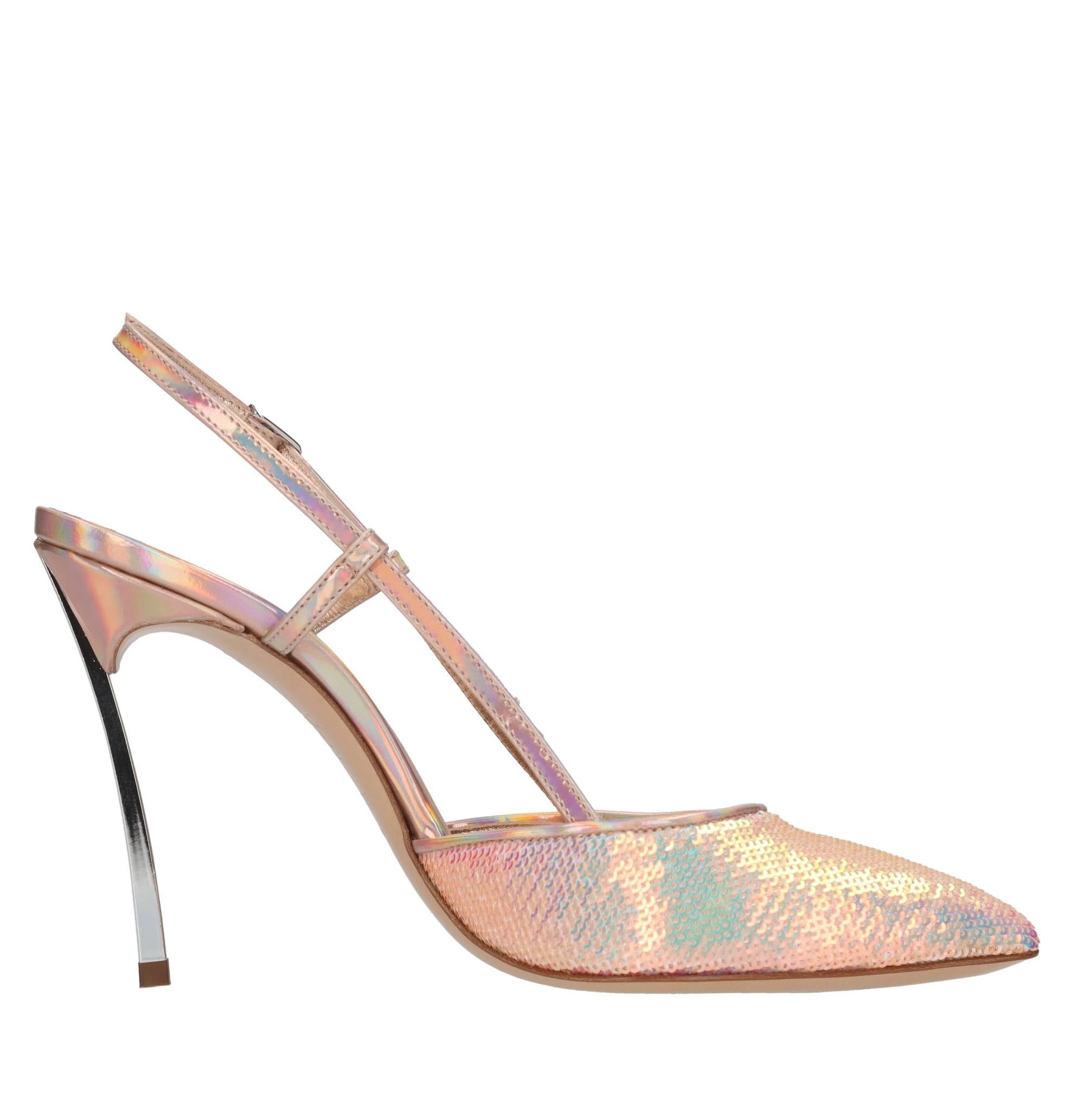 Décolleté slingback Blade Mermaid in pelle e paillettes 