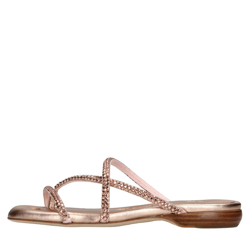 Mules in tessuto e strass 