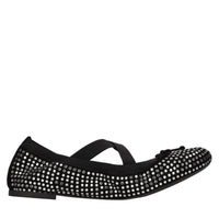 Ballerine in camoscio,tessuto elastico e strass 