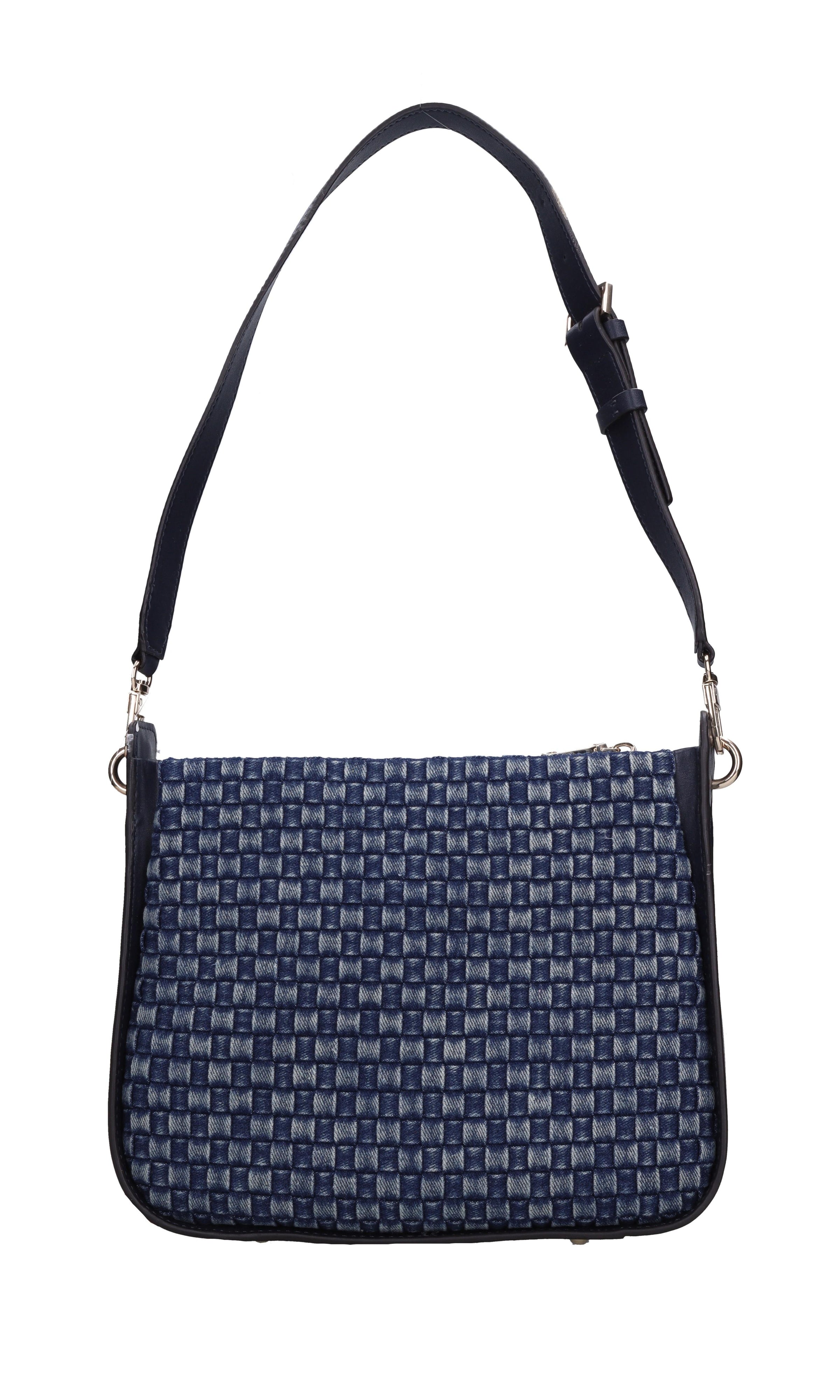 Borsa in ecopelle e tessuto 