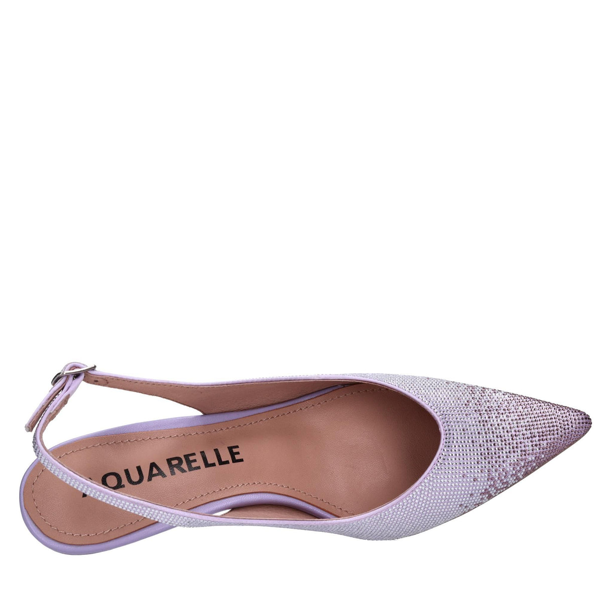 Décolleté slingback in tessuto e brillantini 