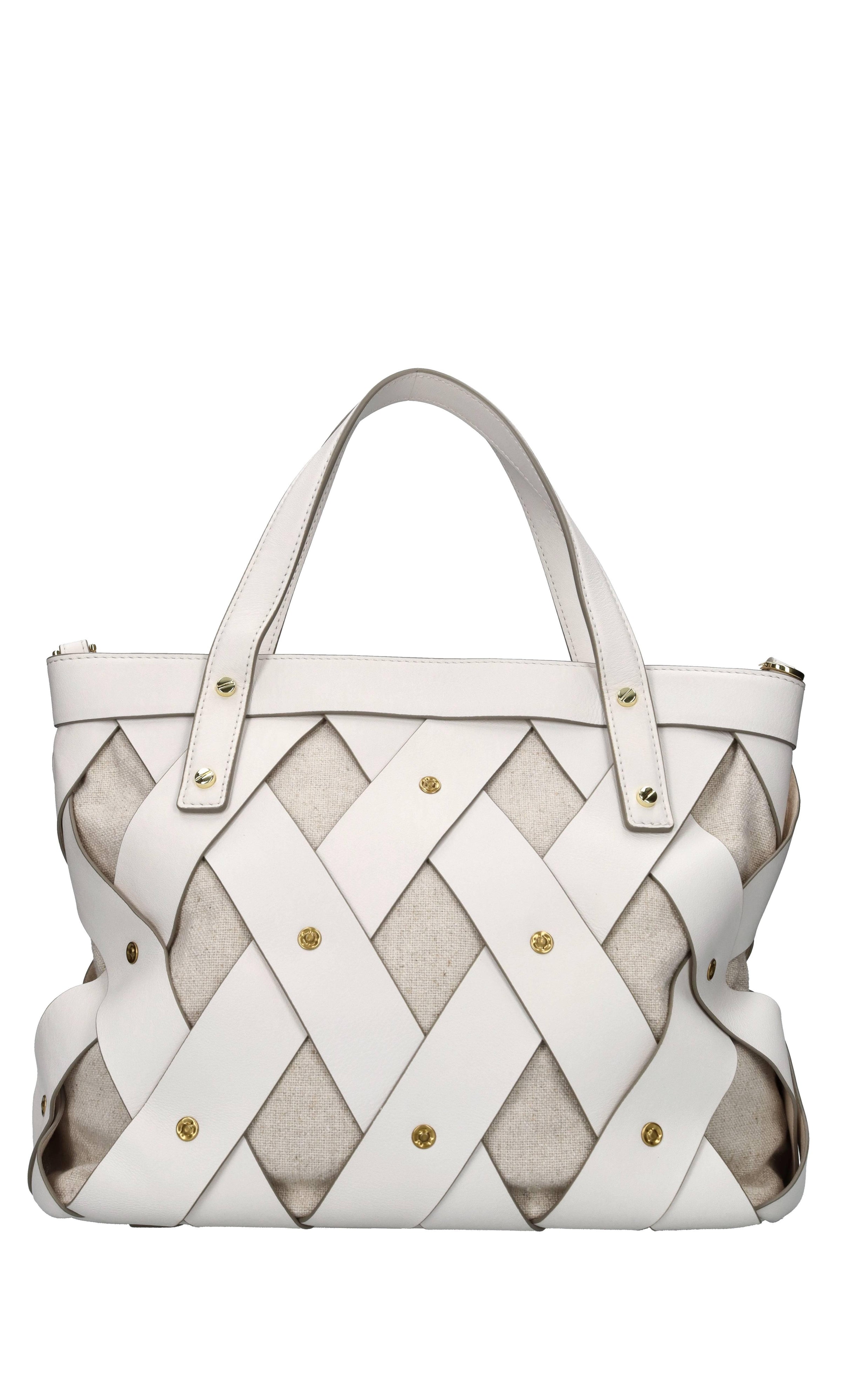 Borsa in pelle e tessuto 