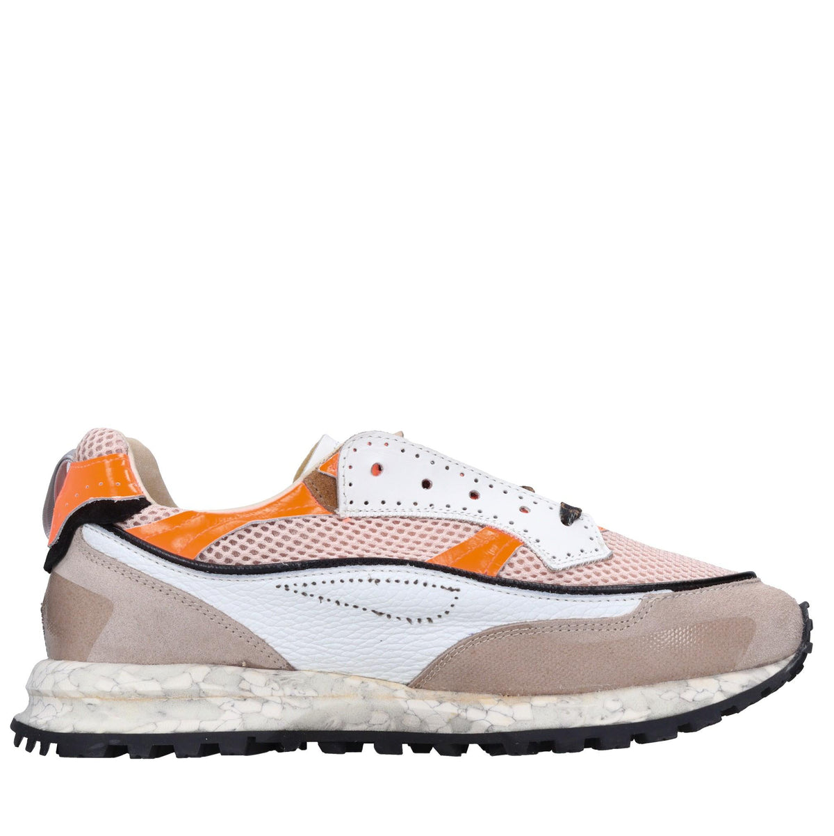 Sneakers in pelle e tessuto 