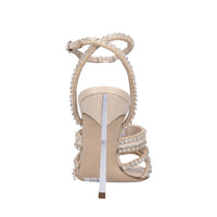 Sandali Blade in pelle tessuto e strass 