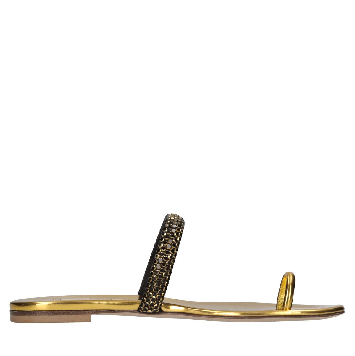 Sandali flat Olimpo in tessuto specchiato e strass 