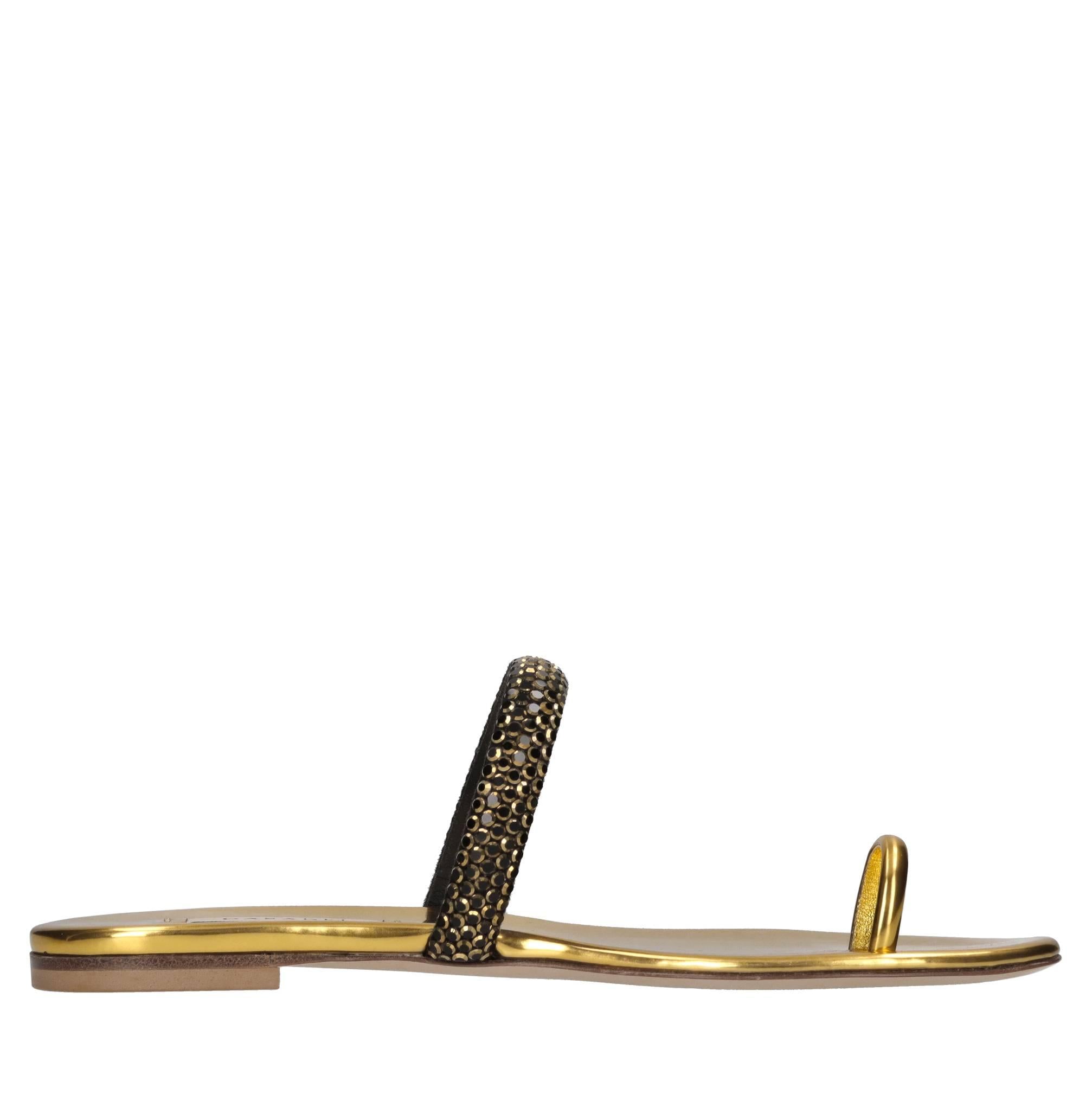 Sandali flat Olimpo in tessuto specchiato e strass 