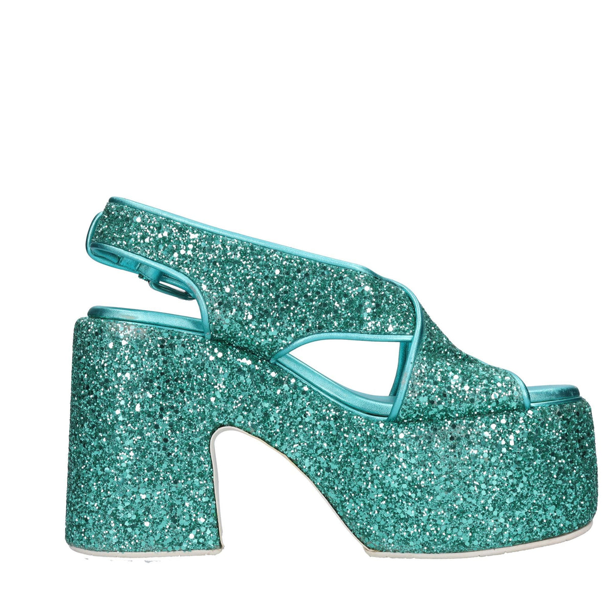 Sandali in pelle e glitter 