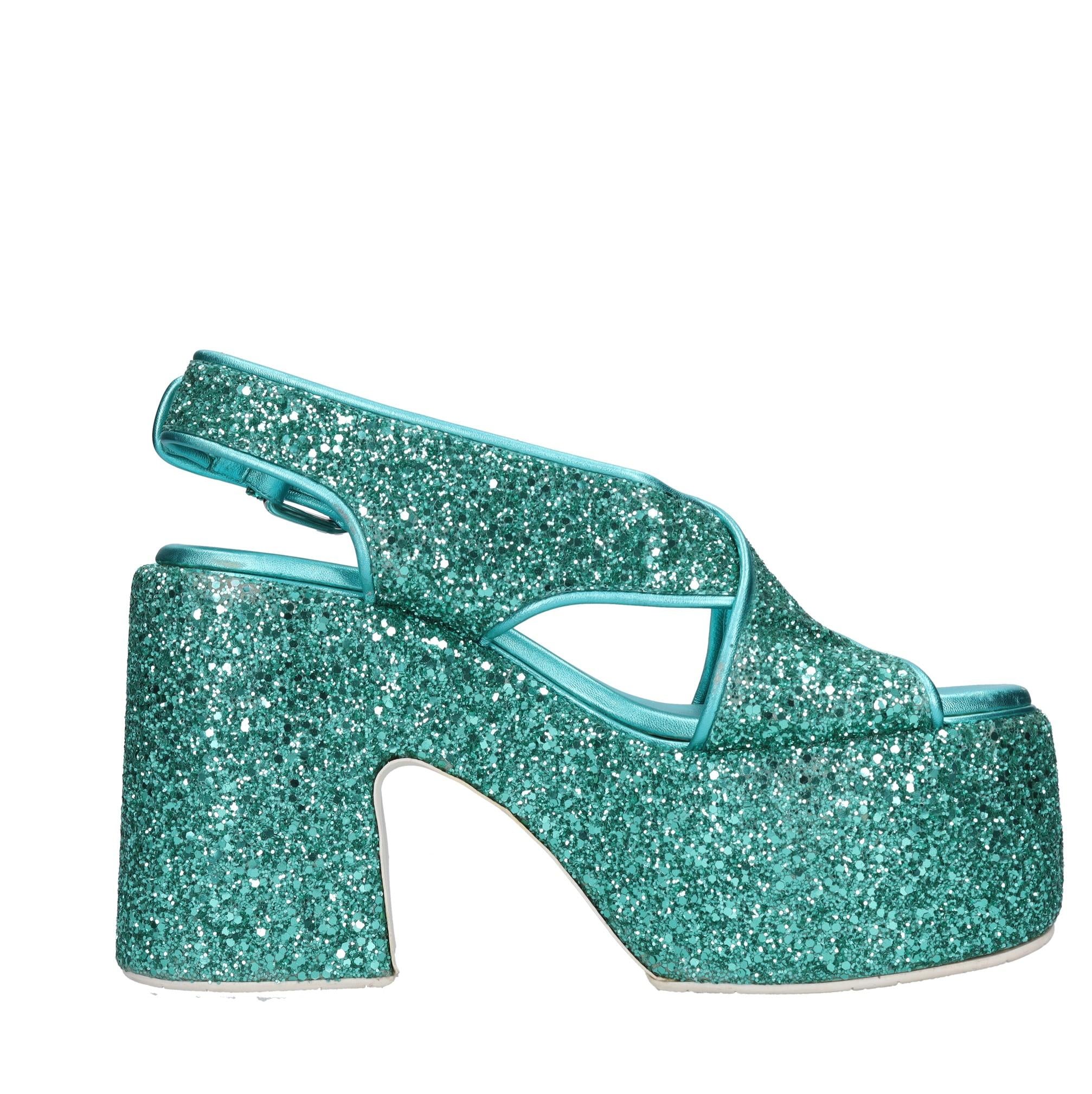 Sandali in pelle e glitter 
