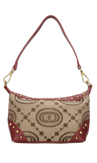 Borsa in pelle e tessuto 