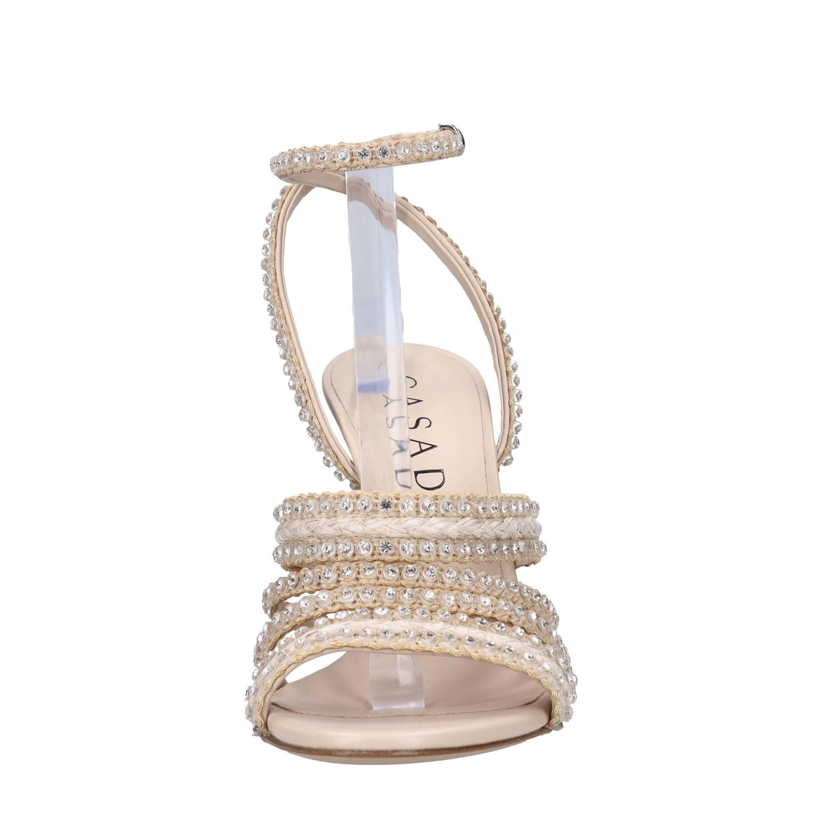 Sandali Blade in pelle tessuto e strass 