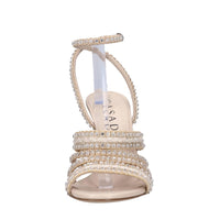 Sandali Blade in pelle tessuto e strass 