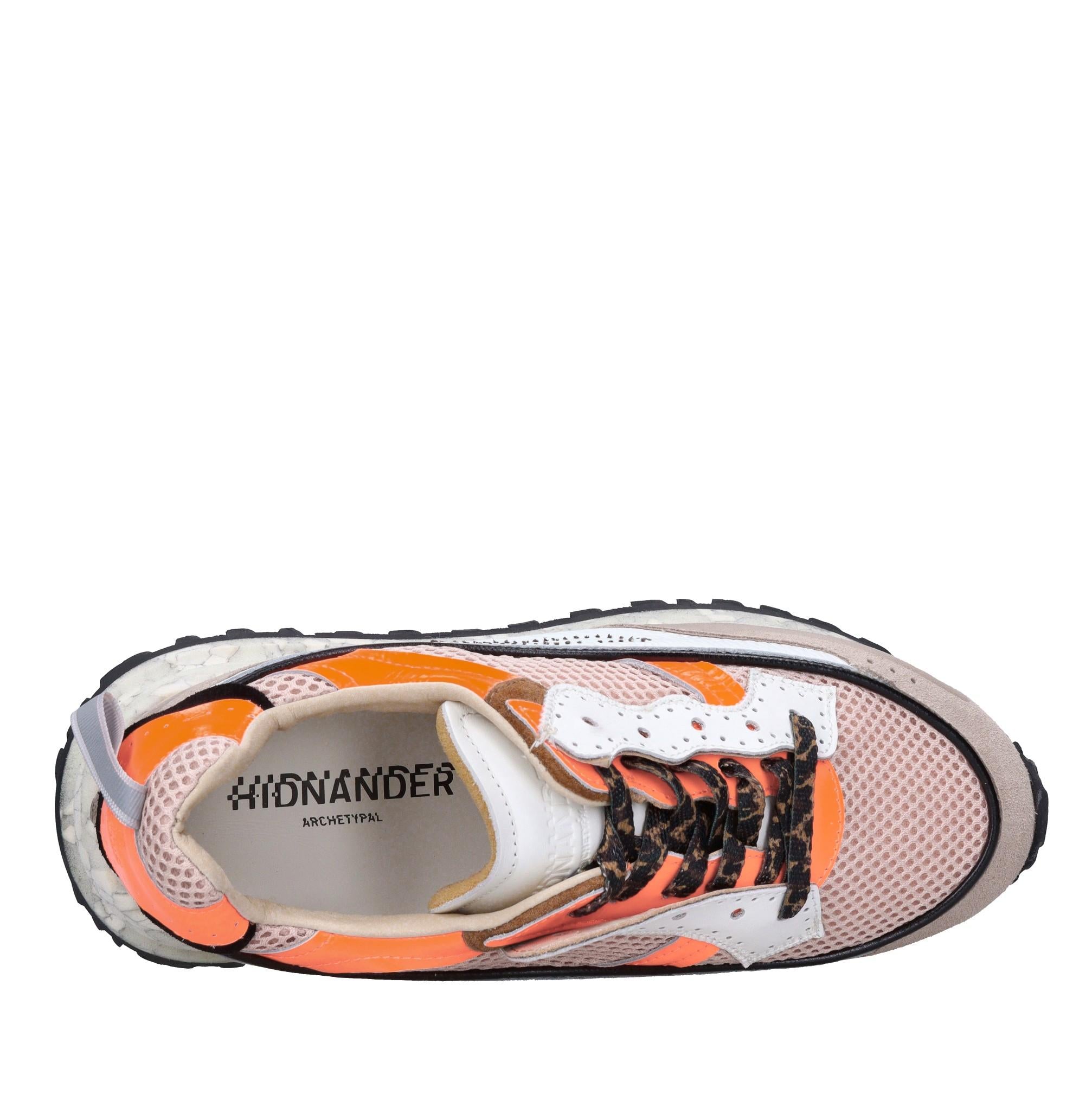 Sneakers in pelle e tessuto 