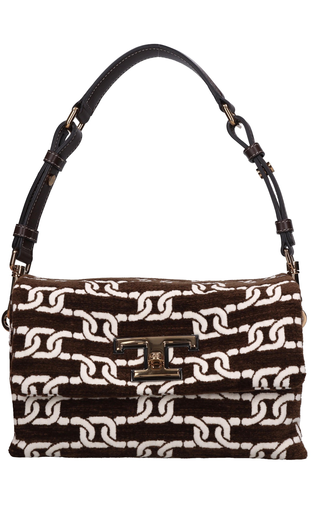 Borsa in pelle e tessuto 