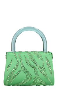 Borsa mini Cookie in raso e strass 