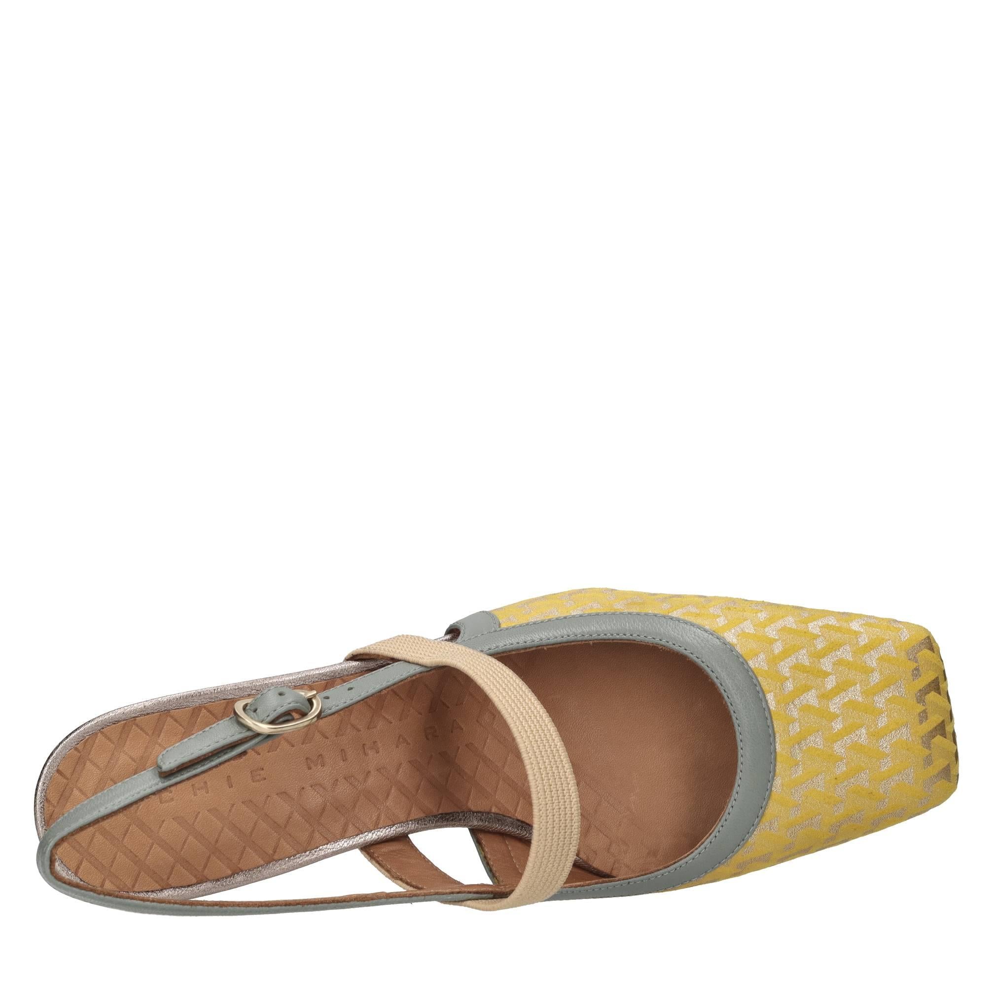 Décolléte slingback in camoscio e pelle 