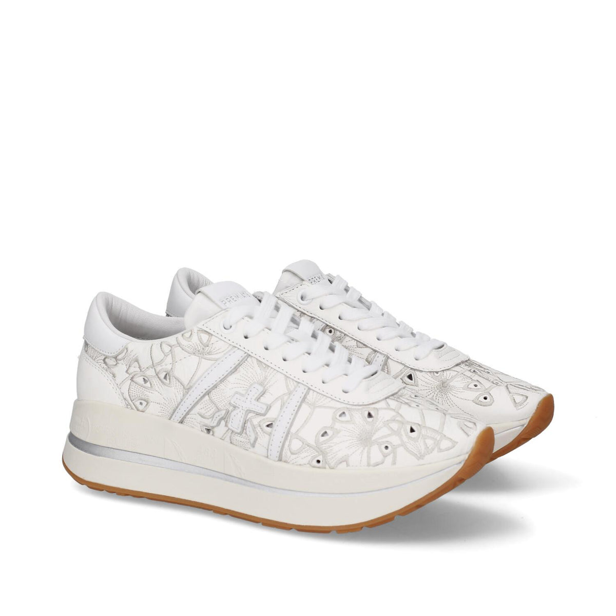 Sneakers in pelle e tessuto 