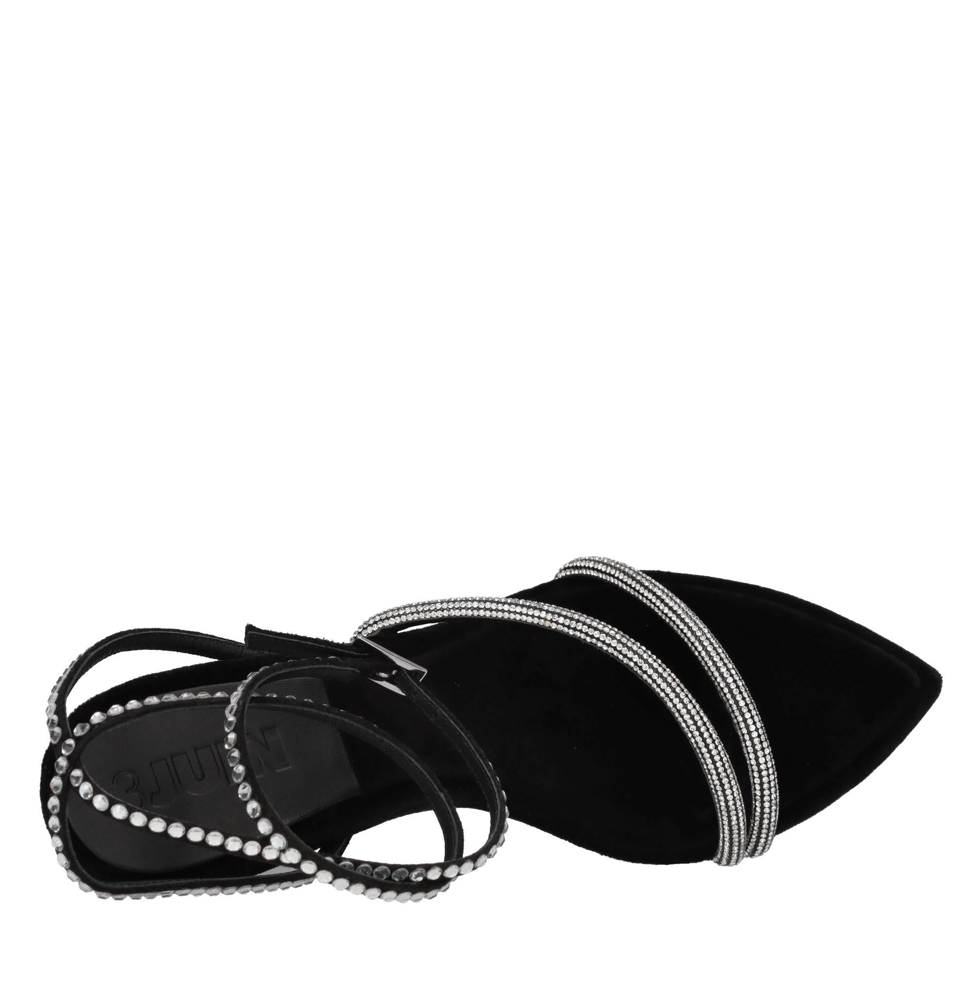 Sandali in velluto e strass 