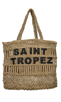 Borsa Saint Tropez in juta e pelle 