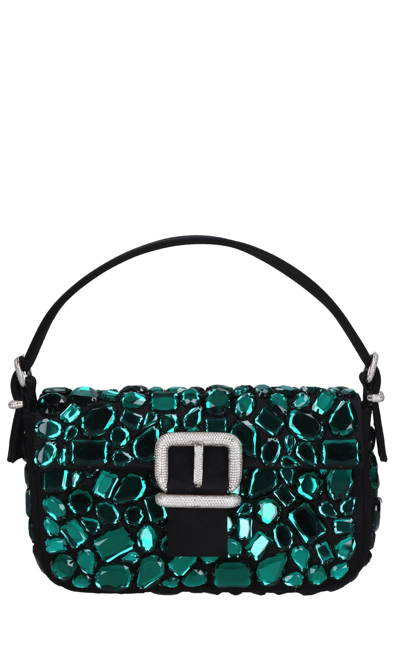 Borsa mini Habibi in tessuto e strass 
