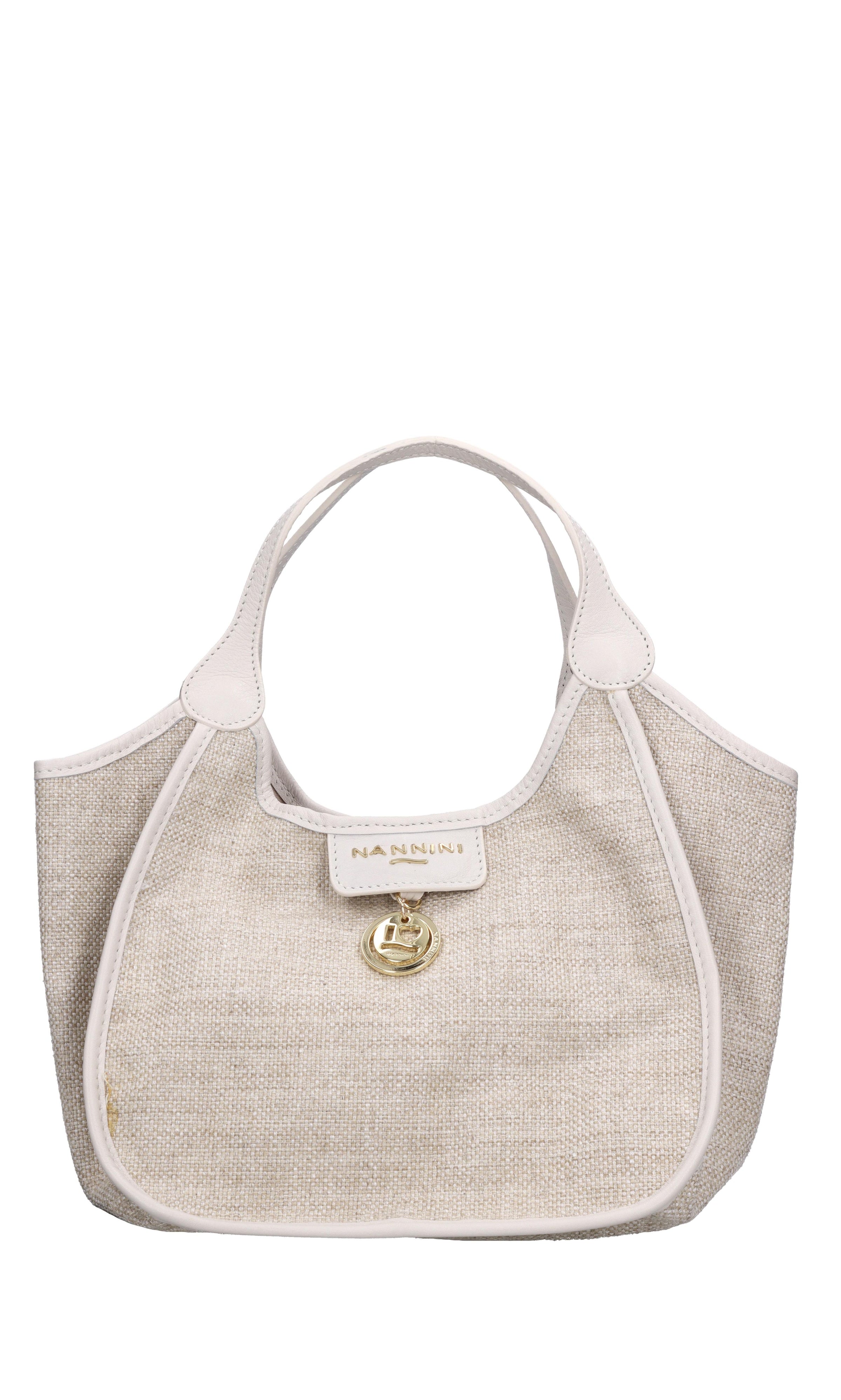 Borsa in pelle e tessuto 