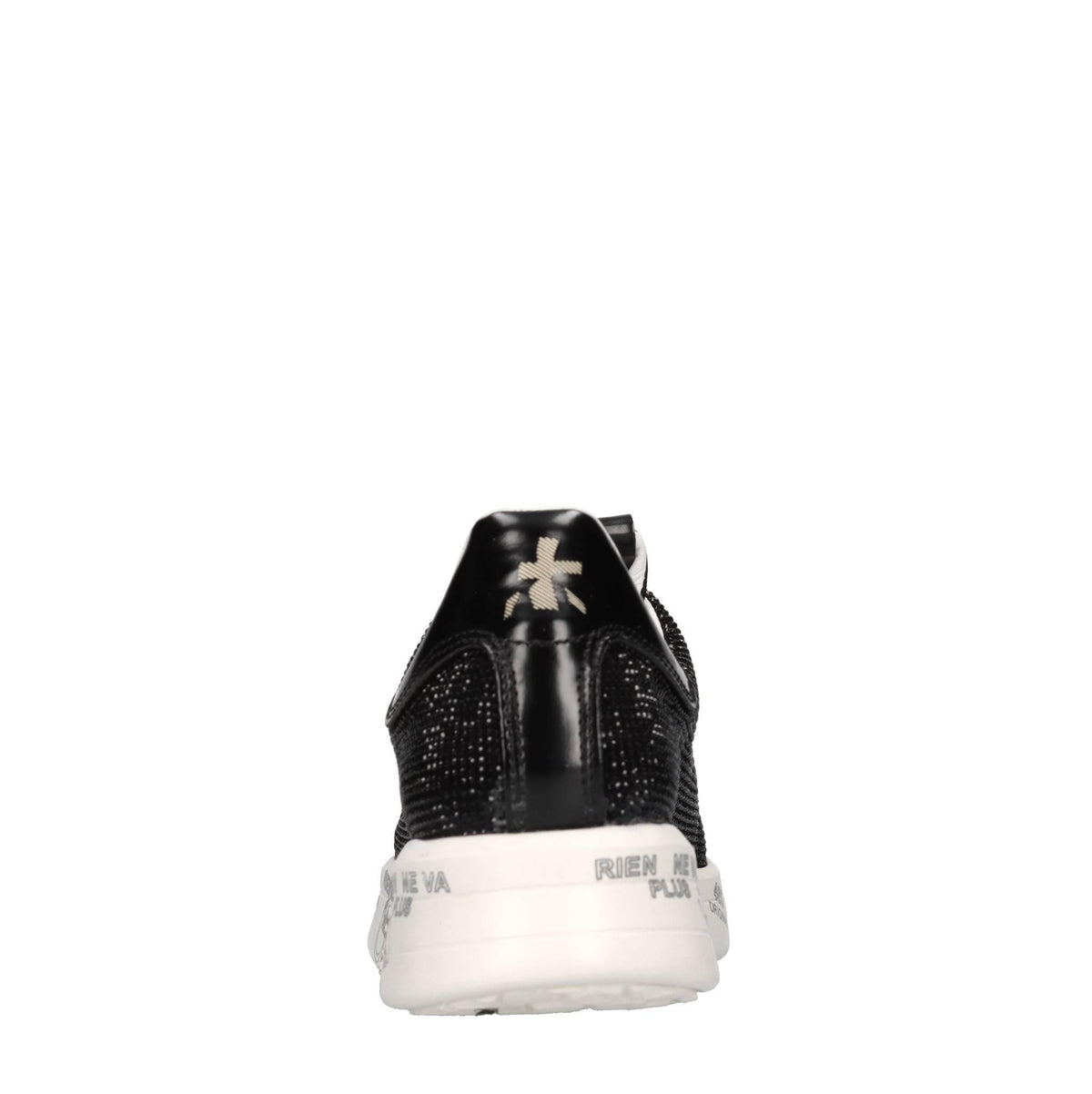 Sneakers in pelle tessuto e strass 